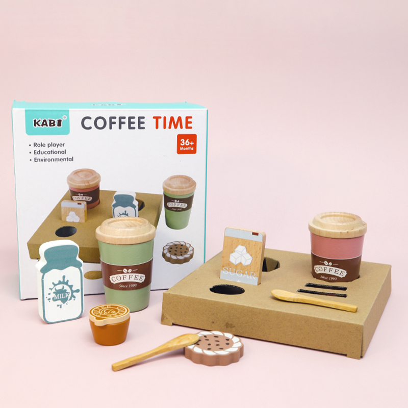 Kitchen Appliances For Kids - Kids Wooden Coffee Toy Set Toddler