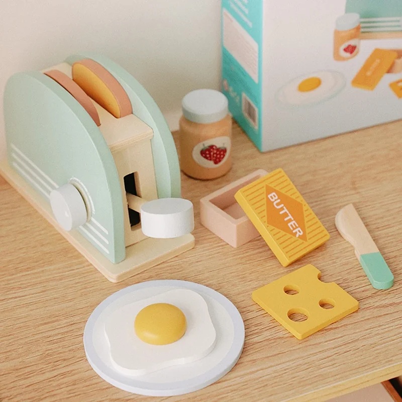 Wooden Simulation Toaster Toy  - Kitchen Appliances For Kids 评论和价格