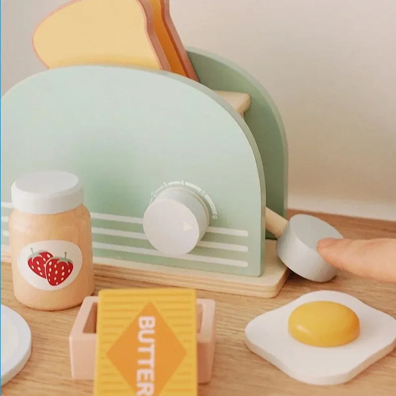 Wooden Simulation Toaster Toy  - Kitchen Appliances For Kids 评论和价格