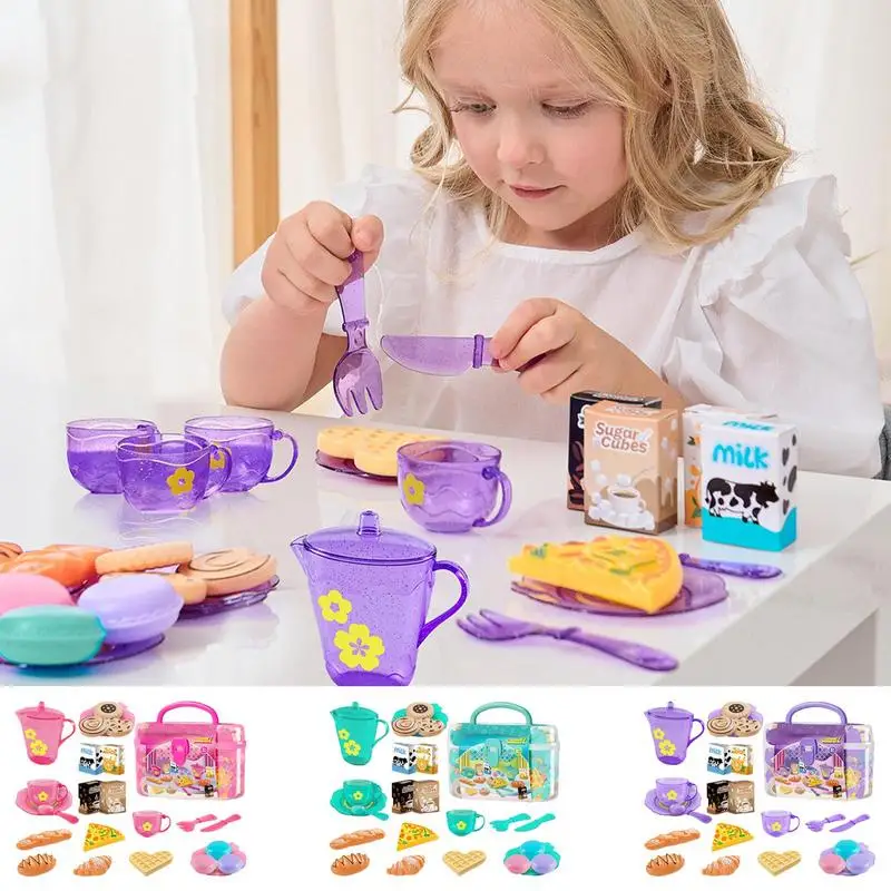 Toy Tea Set For Little Girls T - Kitchen Appliances For Kids 评论和价格