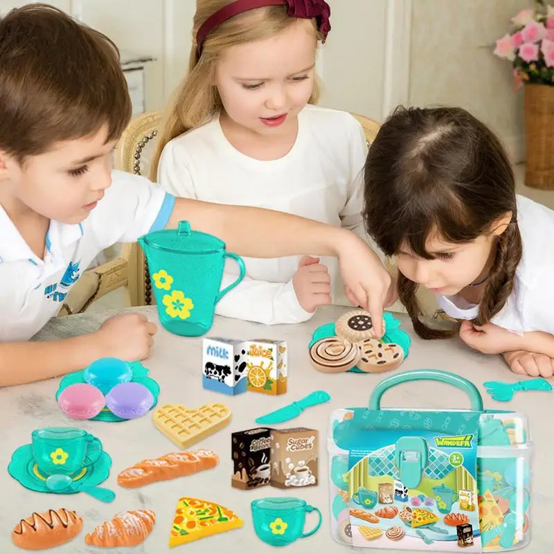 Toy Tea Set For Little Girls T - Kitchen Appliances For Kids 评论和价格