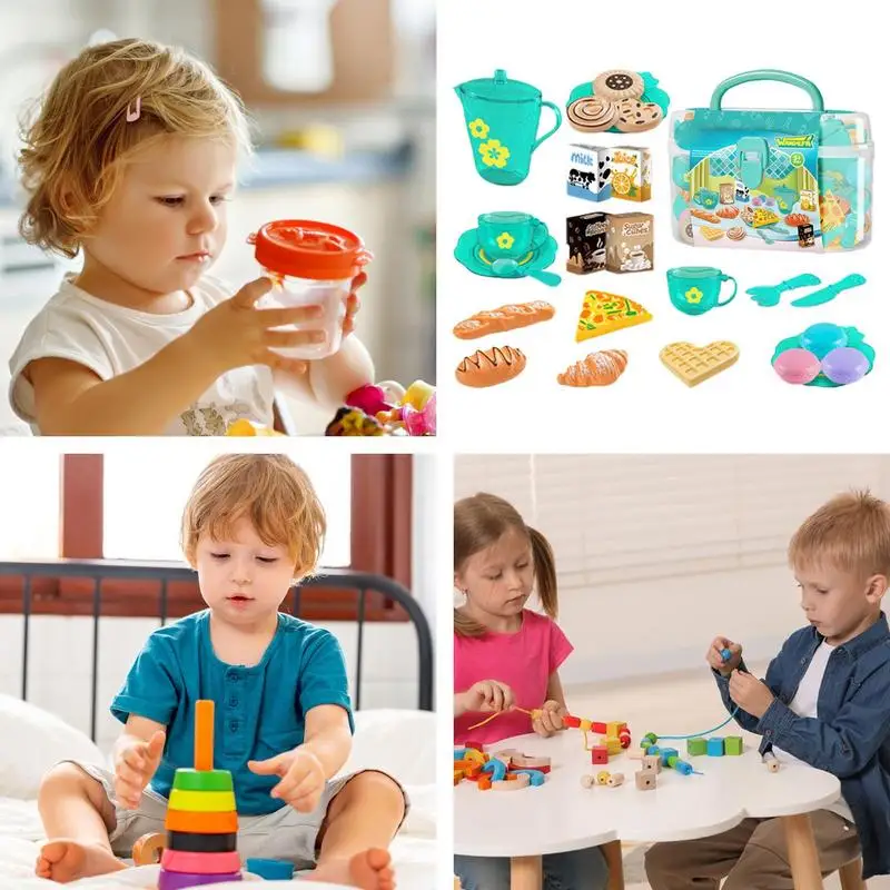 Toy Tea Set For Little Girls T - Kitchen Appliances For Kids 评论和价格